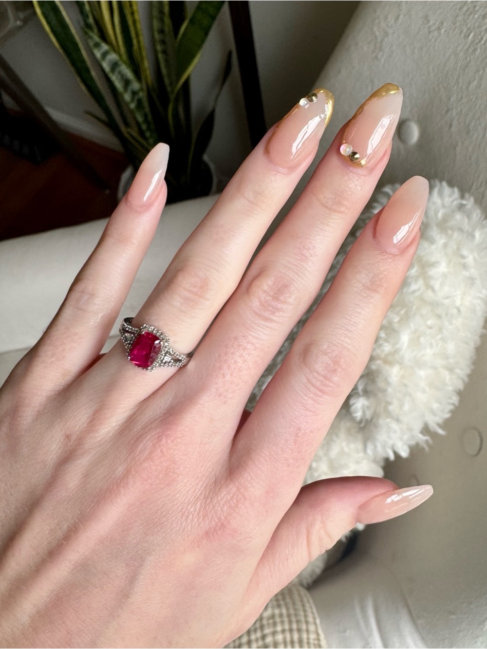 10K Solid White Gold Ruby Ring